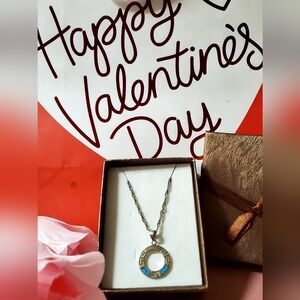 NEW .925 Silver & Blue Opal Necklace